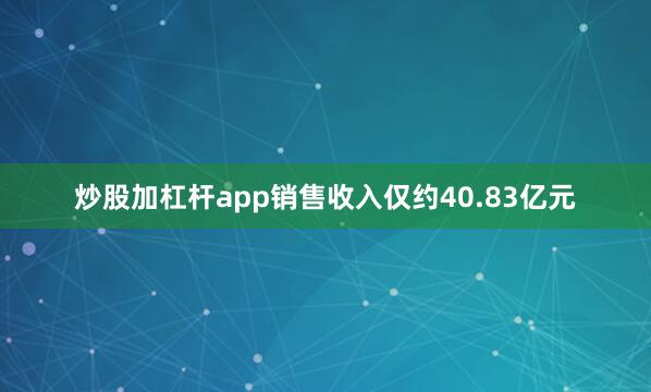 炒股加杠杆app销售收入仅约40.83亿元